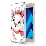 Zhuofan Plus Coque Samsung Galaxy A5 2017, Silicone Transparente avec Motif Design Antichoc Coussin d'air Housse TPU Souple Airbag Shockproof Case Cover pour Samsung A5 2017 5,2', Chat Rouge