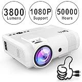 Projecteur DR.Q, L8 Mini Projecteur 3800 Lumen, Videoprojecteur prend en charge 1080P HD, Compatible avec HDMI VGA AV USB TF, Home Théâtre Projecteur, Blanc.
