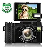 Appareil Photo Numérique 2.7K 24.0MP WiFi Appareil Photo 3.0 Pouces Caméra à écran Flip Vlogging Caméra Youtube avec Lampe de Poche Rétractable