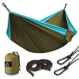 Terra Hiker Hamac de Camping pour 1 - 2 Personnes, Hamac Double, 300 x 200 cm, Nylon à Parachute, 2 Mousquetons et 2 Sangles Inclus, Pour Randonnée Voyage Plage Jardin