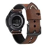 FINTIE Bracelet pour Samsung Galaxy Watch 46mm/ Gear S3 Frontier/ Classic/ Huawei Watch GT Sport Smartwatch - en Cuir Véritable Watch Remplacement Bracelet de Montre avec le Fermoir, Marron