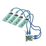 IOCrest Adaptateur de Transfert 4 Ports PCI-E x1 vers USB 3.0 Riser Adaptateur de Carte d'extension Vert