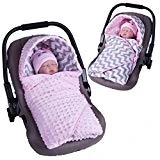 Sevira Kids - Couverture enveloppante en minky - réversible - universelle et multi-usage pour siège auto Zigzag Rose