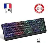 KLIMTM Chroma Clavier Gamer sans Fil AZERTY FRANÇAIS - Haute Performance - Clavier Éclairé Chromatique Gaming Noir RGB PC Windows, Mac PS4 [ Nouvelle Version 2019 ]