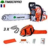Tronçonneuse Timberpro 62 cm3 guide de 50 cm avec 3 chaines + housse de transport