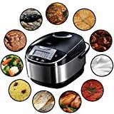 Russell Hobbs 21850-56 Multicooker Cook, Home, 11 Programmes de cuisson, Accessoires de cuisson, Couvercle anti-condensation, 5.0 L, 900 Watts, Acier inoxydable/Noir