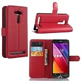 Guran Housse En Cuir pour Asus ZenFone 2 Laser ZE550KL (5,0 pouces) Smartphone Flip Cover Etui Debout Fonction et Fente Porte-cartes Cas-rouge