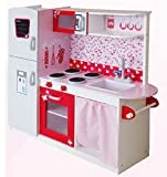 Leomark Grande Cuisine Deluxe Cuisine  Motif Carrelage  Cuisine Avec Accessoires Cuisine Éducatif Wooden Kitchen Beaucoup d'Espace de Rangement Pour Kits d'Accessoires de Cuisine