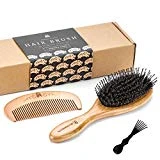 Brosse à Cheveux Bambou en Poils de Sanglier Avec Tiges Démêlantes. Excellentes Pour Démêler les Cheveux, les Tiges Dirigent les Cheveux vers les Poils de Sanglier pour les Rendre Brillants et Soyeux