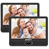 Pumpkin 12 Pouce Double Ecrans d'Appui tête Lecteur DVD Voiture (Un Lecteur DVD et Un Moniteur) pour Enfant Supporte AV in AV Out Région Libre USB SD avec Sangle de Montage
