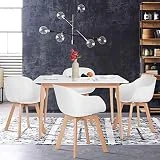 Yata Home Retro Table Blanche Salle a Manger Table à Manger Rectangulaire de 4 à 6 Personnes Scandinave Blanco et Pieds en Bois Hêtre 120 x 70 cm (3)