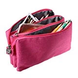 Sumnacon 3 Couches Multi-Fonctions Trousse de crayon, Trousse de maquillage ou Sac à main etc. (rose)
