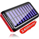 KEDRON Batterie Externe 24000mAh Chargeur Solaire Portable avec Deux Entrées et 3 Ports USB de Power Bank Batterie pour Smartphone, et Autres...