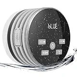 EXTSUD Enceinte Bluetooth Étanche IPX7 Radios de Douche 5W Mini Haut-Parleur Portable avec FM Radio pour Douche Camping Voiture Voyage,Gris.