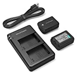 RAVPower NP-FW50 Batterie de Rechange 1100mAh Lot de 2 avec Chargeur Compatible avec Appareil Photo Sony a6500 / a6300 / a6000 / a6400, a7 ii / a7s ii, NEX 5 / 5N/5T, etc.(Compatible avec l'Original)