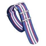 18mm de style toile en nylon bleu / rouge / blanc classique hommes doux NATO bandes de bracelets de montres de remplacement