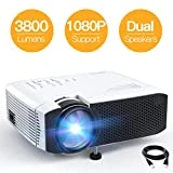 Projecteur APEMAN 3800 Lumens Mini Vidéoprojecteur 1080P Supporté [Faible Bruit] Rétroprojecteur HD Multimédia Cinéma Maison LED 45000 Heures HDMI/VGA/AV/TF/USB Compatible avec TV Box/Ordinateur/PS4