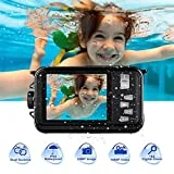 Appareil Photo Etanche Numérique HD 1080P 24.0MP Camera sous Marine pour plongée en apnée 2,7 Pouces avec Double écran TFT-LCD 3,0 mètres Camera Etanche complètement scellé