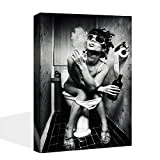 VIIVEI Moderne Noir Blanc Sexy Charmant Femme Beauté Peinture sur Toile d'impression WC Pub Bar Décoration Art Poster Mural Photos Cadre en Bois