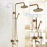 Système de Douche - Kit de Douche en cuivre Antique pour Salle de Bain - Mitigeur de Douche à Colonne de Douche en Laiton - Réglable Douche Barre