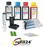 Kit de Recharge pour Cartouches d'encre HP 302, 302 XL pour Envy 4520 All-in-One Noir et Couleur, Encre de Haute qualité avec Clip et Accessoires