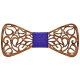 BOBIJOO Jewelry - Noeud Papillon Bois Teck Dentelle Arabesque Fait Main Artisan Réglable au Choix - Ajustable, N02