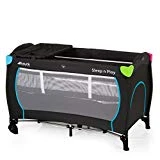 Hauck/ Sleep N Play Center/ lit parapluie 7 pièces/ jusqu'à 15 kg/ avec deux niveaux nouveau-né, table à langer, roulettes, matelas, ouverture, sac/ pliable, hauteur réglable/ Multicolor Black (Noir)