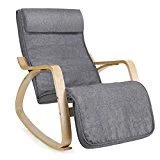 SONGMICS LYY11G Fauteuil à Bascule en Lin Gris