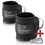 2 sangles de cheville pour musculation + Guide d'exercices | 2 bracelets taille unique | Exercices de tirage avec câble sur appareil à charge - Entraînement des jambes et fessiers | Femme, homme
