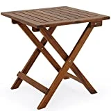 Deuba - Table basse pliante en bois d'acacia - Tables jardin d'appoint • 46x46cm - Acacia • Pliable • Compacte • jardin, balcon, terrasse, intérieur, extérieur