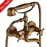 Robinets de baignoire support mural robinet de baignoire avec douche à main, Clawfoot Tub Laiton robinet laiton antique