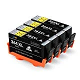 IKONG 364XL Compatible Cartouche HP 364 HP 364 XL, Haut Rendement, 4 Noir, Travailler avec HP Deskjet 3520 3522 3524 HP officejet 4620 4622 4610 Photosmart 5520 7510 7520 5510 B8550 C5324 C5370 B010A