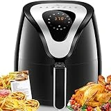 Tidylife 3.5L Friteuse électrique sans Huile, Friteuse à Air Chaude avec LCD écran Tactile, 7 Programmes Automatiques Préréglés, avec livre de Recettes, 1500W, noir, Sans BPA et PFOA