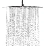 COMLIFE Pomme de Douche, Douchette Ultra-Fine, Pomme de Douche Carrée en Acier Inoxydable 304 avec 144 Jets de Silicone, Accessoires de Salle de Bain, Haute Pression & Economie d'eau (30 CM)