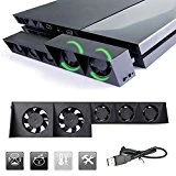 KONKY PS4 Ventilateur du refroidissement Cooling Fan USB Ventilateur du Refroidissement 5-Fan Super Turbo avec Câble USB Noir pour Sony Playstation 4 Gaming Console