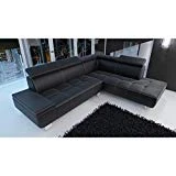tendencio Canapé d'angle Moderne et Design Daylon en Simili Cuir Noir