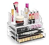 Display4top Organisateur Maquillage Acrylique Boîte à Bijoux Transparent Rangement de Maquillage Pinceaux 4 Tiers Tiroirs (Clear)
