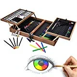 Artina A126 Coffret de Peinture en Bois MDF 127 Pieces Bologna - Pastels à l'huile, Crayons à Papier et de Couleurs, Aquarelle, Acrylique...