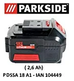 Parkside Batterie 18 V 2,6 Ah Pap 18-2.6 A1 pour pdssa 18 A1 - Ian 104449 Batterie drehsch Visseuse à chocs