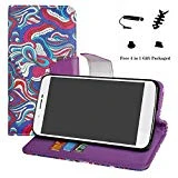 LFDZ Archos 55 Helium Coque, PU Cuir Portefeuille Fonction Housse Debout Coque Étui Couverture pour Archos 55 Helium / 55 Helium Ultra Smartphone (4 en 1 Cadeau emballé),Mushroom Fantasy