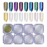 Born Pretty 8 Boîtes Caméléon Miroir Paillette Poudre des Ongles Nail Art Chrome Pigment 8 Couleurs