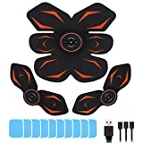 Morease Electrostimulateur Musculaire Entraînement Abdominal/Cuisse/Bras Muscle EMS Forme d'exercice Fitness,Ceinture Abdominale Electrostimulation USB Charge et 10 Coussinets de Gel