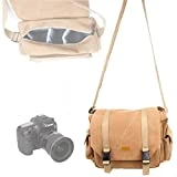 DURAGADGET Sacoche en toile 'vintage' pour appareil photo Canon 7D Mark II et EOS 1200D, 700D, SX400 IS, 100D, 750D et 6D avec compartiments ajustables - couleur beige, par DURAGADGET