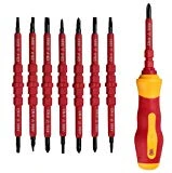 Malayas Lot de 7Pcs Kit de Tournevis Isolé 500 V Screwdriver Insulated avec Poignée Tournevis Electricien Magnétique Interchangeabale Outils de Réparation