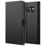 HOOMIL Cuir Premium Coque pour Samsung S7, Coque pour Galaxy S7, Portefeuille Etui Housse pour Samsung Galaxy S7, (Noir)