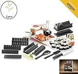 Clahshop LUPSO Kit Sushi Maker -Moules à Sushi Complet +Ebook DE 50 Recettes Offert - 11 Pièces - avec Couteau Expert A Sushi, Cuisiner Riz - Accessoires Cuisine Japonaise