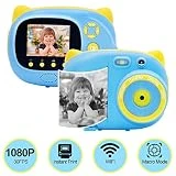 Appareil Photo Numérique 1080P 30FPS Full HD Appareil Photo Instantané avec WiFi Réglable 10 cm Mode Macro Impression Instantanée Appareil Photo Lampe de Poche