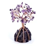 CrystalTears 13-16cm de Haut Décoration Arbre de Vie avec Socle en Chakra Energie Pierre Feng Shui Cristal Méditation Guérison Reiki Porte Bonheur Prospérité(Améthyste Violette)