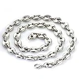 AURSTORE Chaine pour homme acier inoxydable maille graine de café couleur au choix 11mm 56cm (argenté)