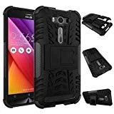 Ouluyun Résistant antichoc Coque pour Asus ZenFone 2 Laser ZE500KL 5.0 pouces(Noir), Rigide Plastique Shell Housse Coque Étui avec Béquille Hybrid Case + Gratuit stylet l'écran aléatoire universelle